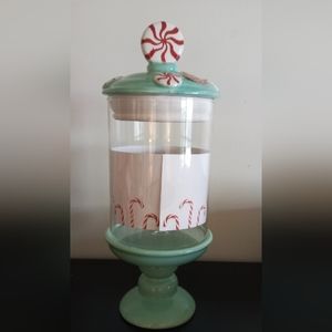 Peppermint & Pine glass pastel candy jar in mint green